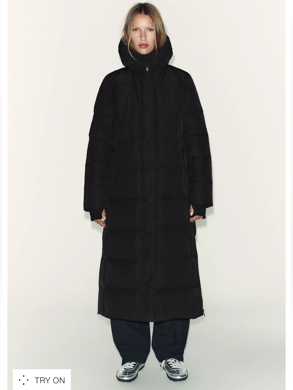Zara trf outerwear Long Puffer Coat with Hood (EUC)